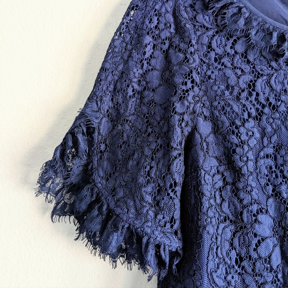 Draper James Navy Lace Ruffle Top - Picture 9 of 11